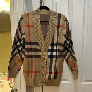 Plaid Button-Up Cardigan